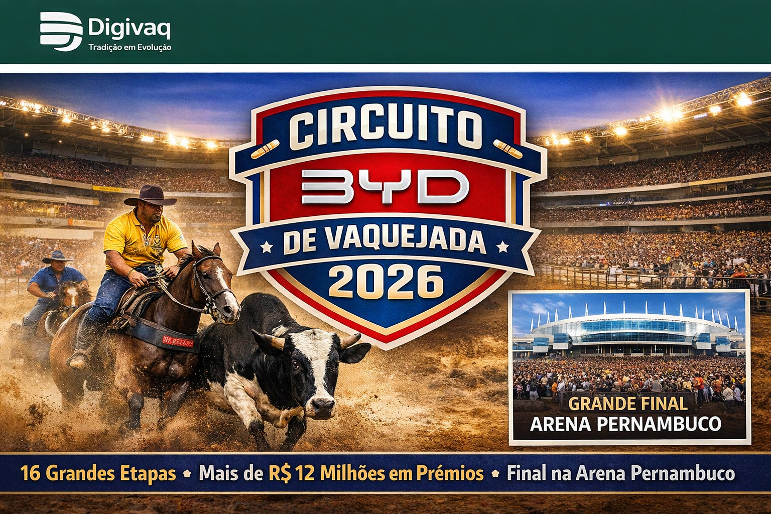 Circuito Nacional BYD de Vaquejada 2026 é lançado e promete temporada histórica